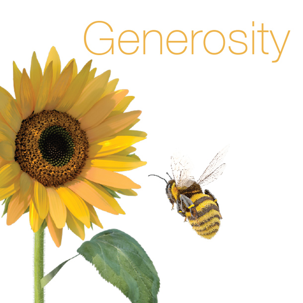 Generosity title with Bee and flower